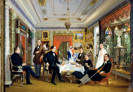 Алексей Волосков. «За чайным столом». 1851